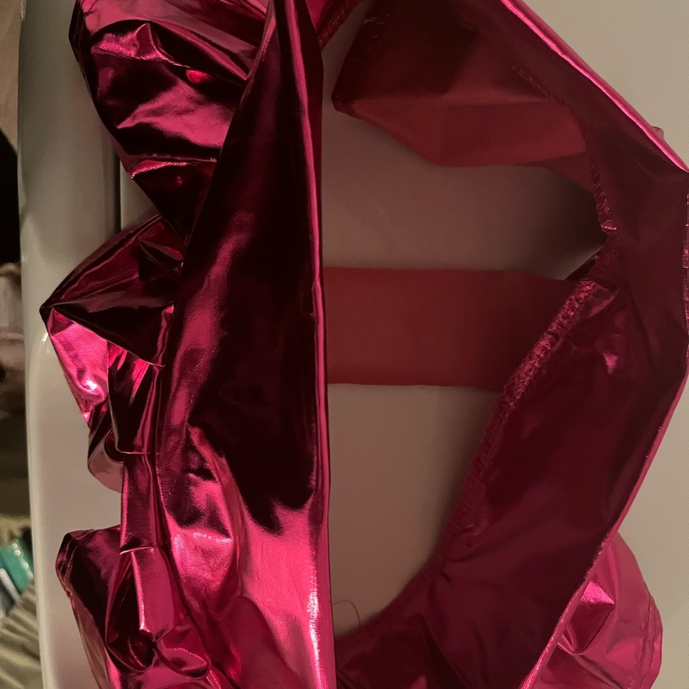 Pink Metallic Ruffle Mini Skirt - Picture 5 of 7